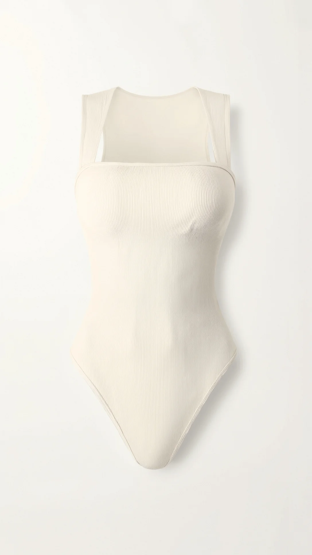 Ribbed Square Neck Bodysuit - Nextleian