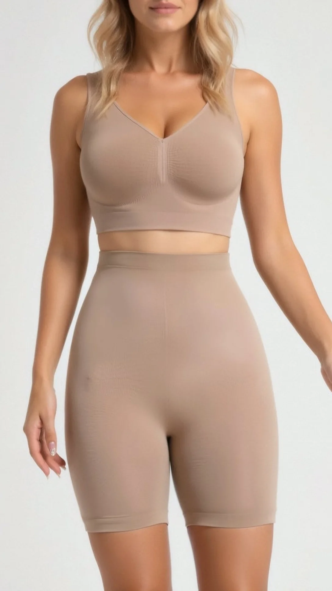 Seamless High-Waisted Above the Knee Shorts - Nextleian