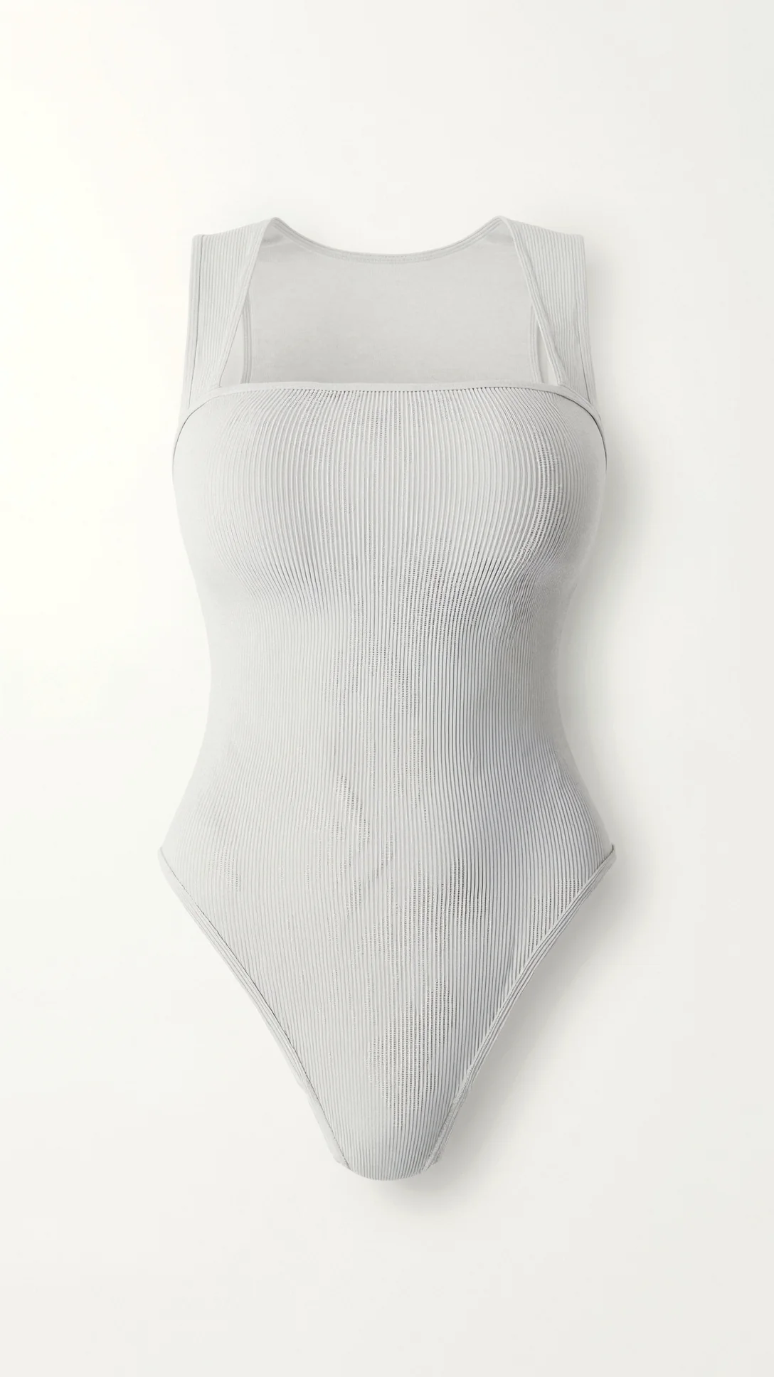 Ribbed Square Neck Bodysuit - Nextleian