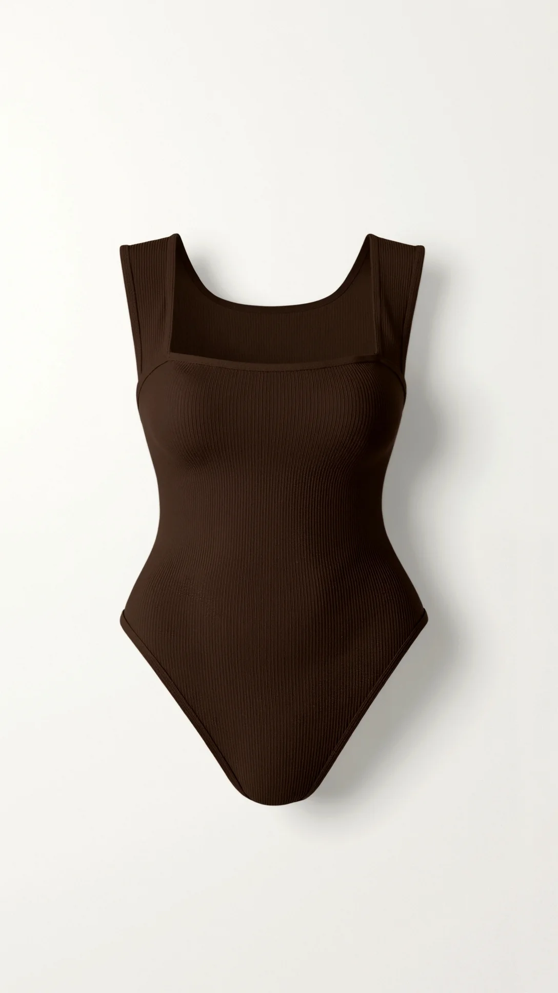 Ribbed Square Neck Bodysuit - Nextleian