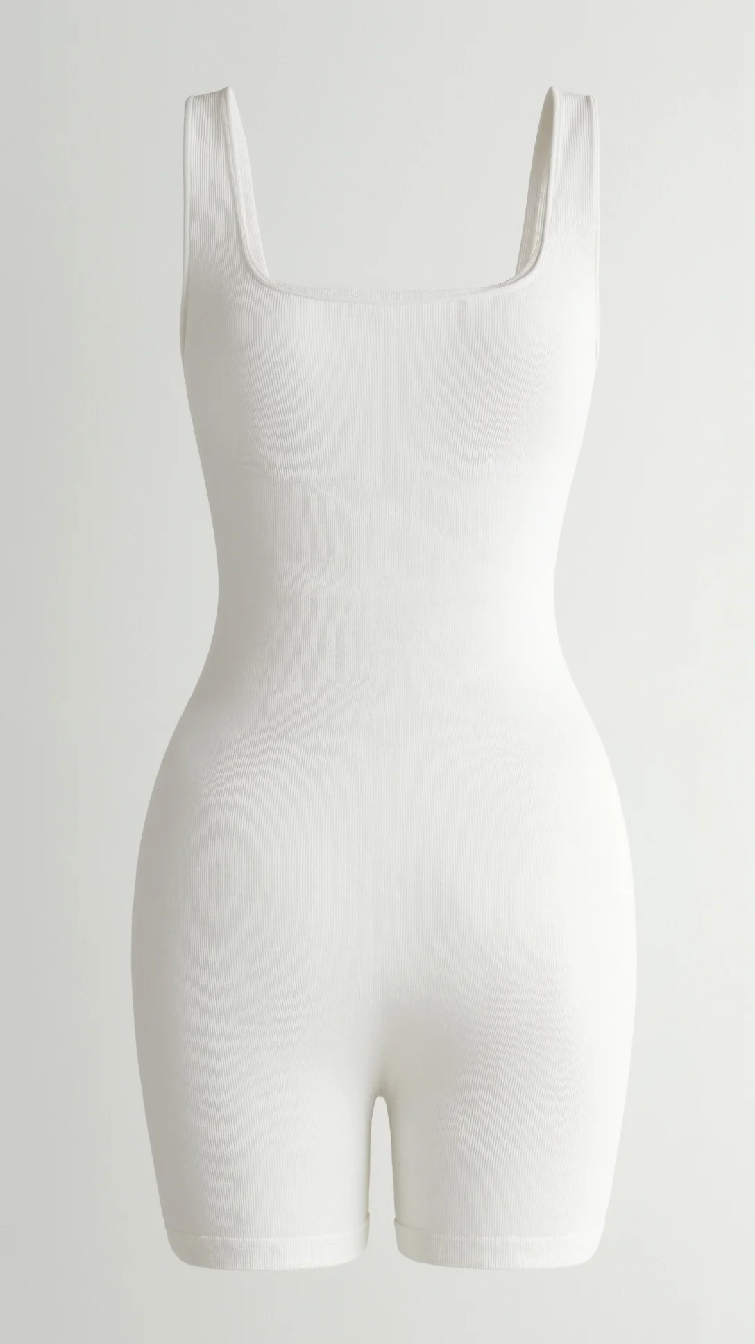 Ribbed Square Neck Briefs Bodysuit - Nextleian